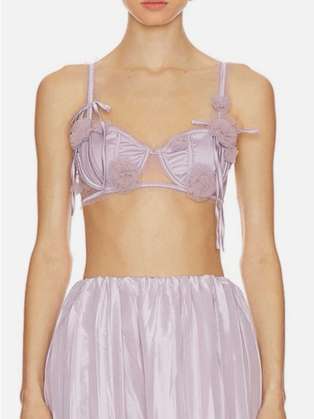 For Love & Lemons Lavender Kamala Maxi Skirt and Rosette Bralette Set
